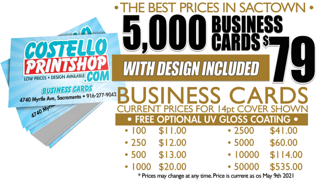 SACRAMENTO AREAS BEST PRICES ON BUSINESS CARDS